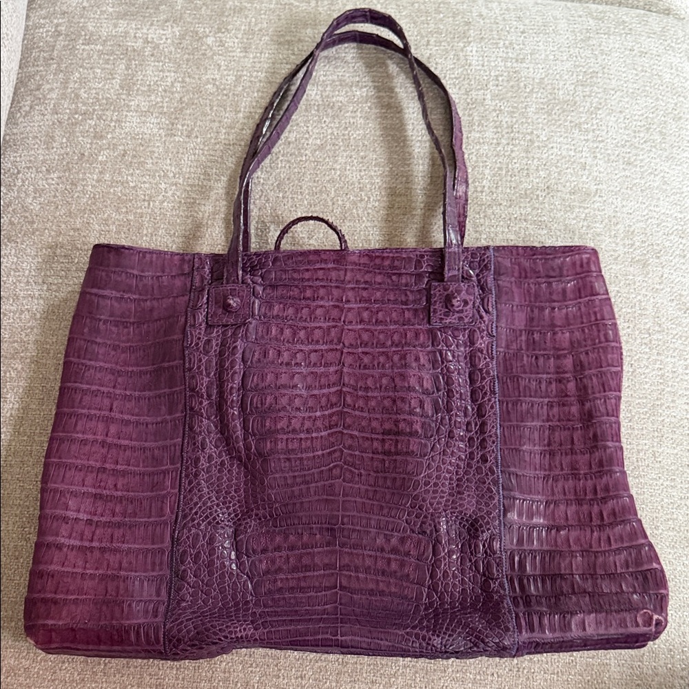 Y2K Vintage Carlos Falchi Crocodile Purple Tote Purse